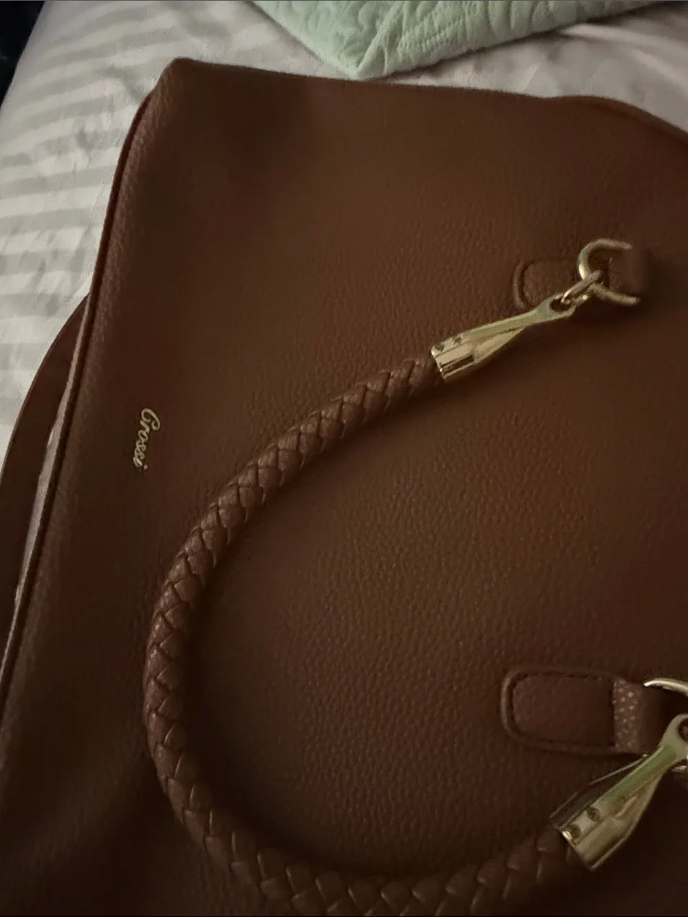 Women's Brown Bow Accent Dome Satchel Handbag